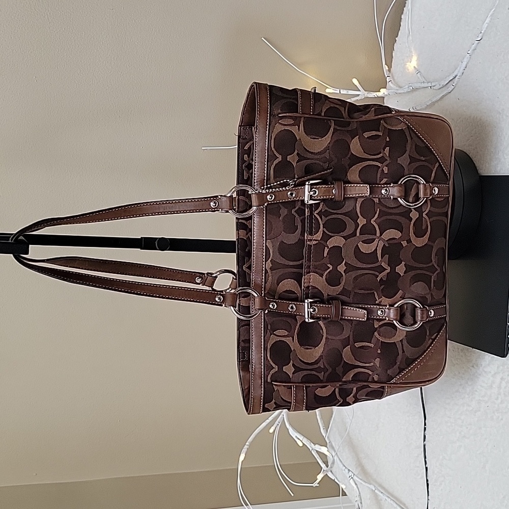 Coach Brown Shoulder Bag with Signature Pattern
